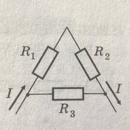 Проводники с сопротивлениями в 2 Ом, R, = 3 Ом, R, нены по схеме, изображенной на ри- сунке. Найдите