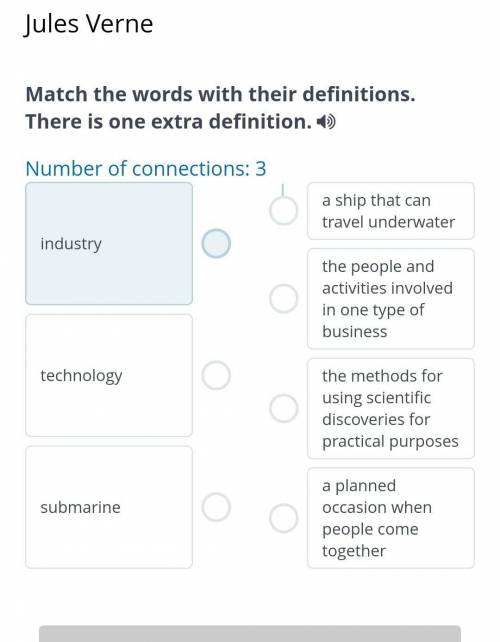 Match the words with their definitions. There is one extra definition. Number of connections: 3 indu