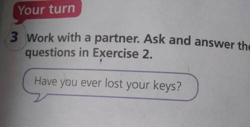 Your turn 3 Work with a partner. Ask and answer the questions in Exercise 2. Have you ever lost your