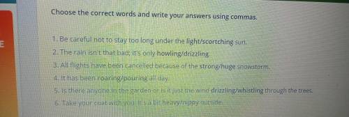 Условие задания: ho Choose the correct words and write your answers using commas. 1. Be careful not