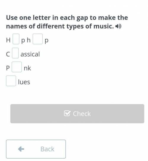Use one letter in each gap to make the names of different types of music. 4) H +¯php р C P assical n