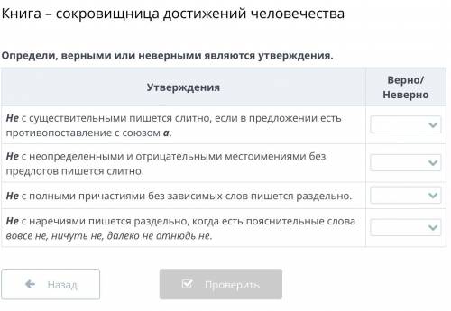 Книга- сокровищница достижений человечества Определи, верными или не верными являются утверждения