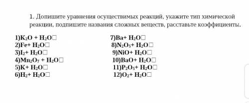 Допишите уравнения осуществимых реакций, укажите тип химической реакции, подпишите названия сложных