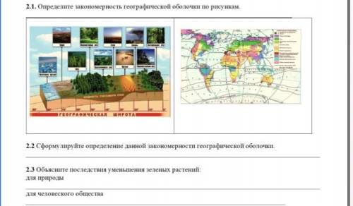 2.1. Определите закономерность географической оболочки по рисункам.