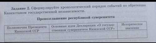 Сформулируйте хронологический порядок событий по обретению Казахстаном государственной независимости