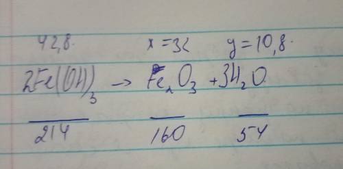 ПА-МА-ГИ-ТЕ определите массу оксида железа(III) и воды,которые можно получить при разложении 42,8г г