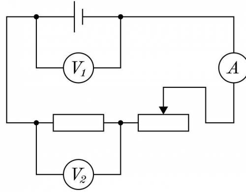 Как изменятся показания вольтметров V 1 и v2 и амперметра AA , если ползунок реостата двигать влево?