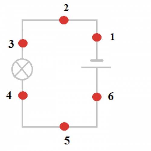 , что можно сказать о силе тока через поперечное сечение в точках 1 и 5 цепи, изображенной на рисунк