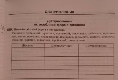 Випишіть дієслівні форми в три колонки