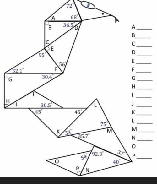 Треба визначити кути трикутників