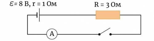   Ученик собрал электрическую цепь (см. рисунок). Определите, какую силу тока покажет амперметр при 