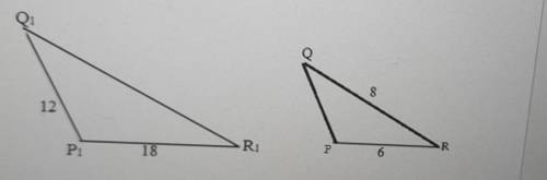 Відомо, що трикутник PQR ~ трикутник P1Q1R1. За даними на малюнку знайдіть сторони PQ i Q1R1. С реше