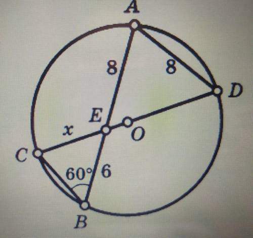 AD = AE= 8EB= 6угол CBE= 60°O - центр окружностиНайти: ЕС-?