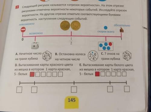 Следующий рисунок называется «отрезок вероятности». На этом отрезке рисунками отмечены вероятности н