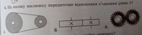 На якому малюнку передаточне відношення з'єднання рівне 1 ?