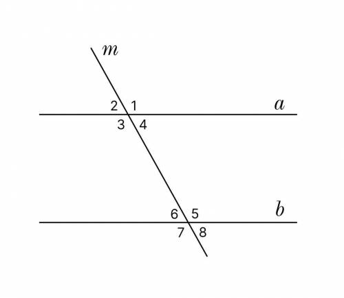 На рисунке две прямые a и b пересечены прямой m так, что угол 6=85° чему равны остальные углы, если 