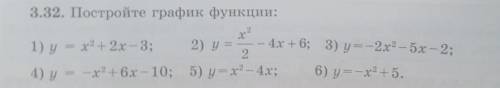 3.32 Постройте график функции: 1) у -а+2х-3: -4х + 6; 3) у --2х-5х-2; 2