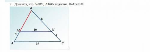 Доказать, что ∆ABC, ∆MBN подобны. Найти BM подробный ответ