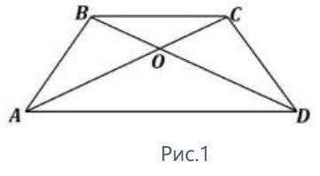 На рисунке 1 изображена трапеция ABCD. Чему равна длина вектораOA , если |CO | = 4, а BC в 1,5 раза 