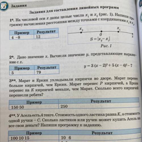 2*. Дано значение х. Вычисли значение у, представляющее выраже- Ние сх. Пример Результат чим у = 3 (