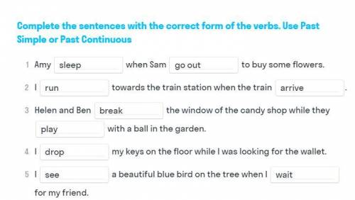 Complete the sentences with the correct form of the verbs. Use Past Simple or Past Countinuous