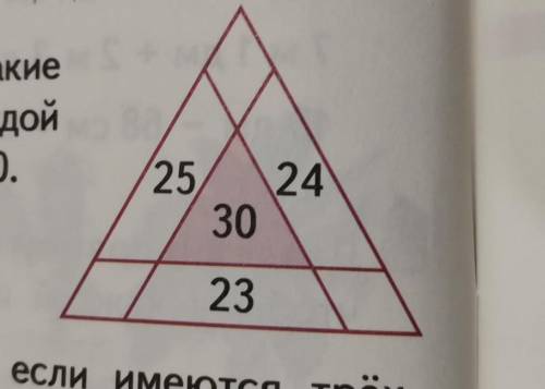 Впиши в пустые четырёхугольники такие числа, чтобы сумма чисел вдоль каждой стороны треугольника был
