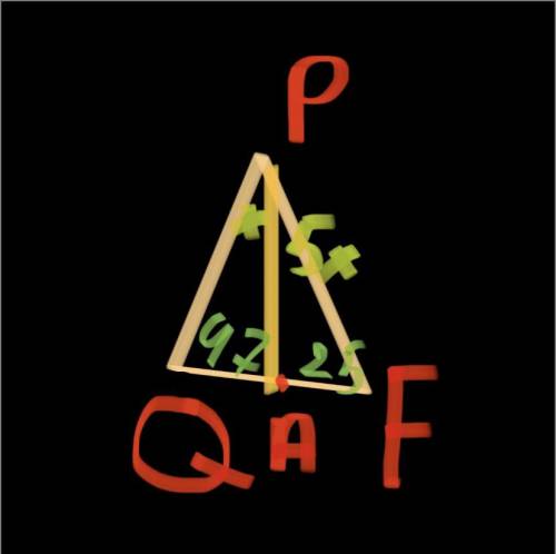 В треугольнике PQF - угол Q=47 град Угол F - 25 град A принадлежит QF Угол QPA : угол FPA = 1:5 Чере