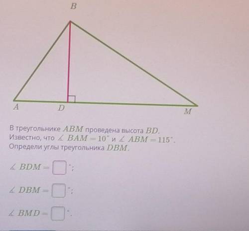 В треугольнике ABM проведена высота BD
