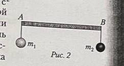 К концам А и В легкого стержня длиной l = 60 см подвешены два шара массами м1 = 100 г и м2=500 г (ри