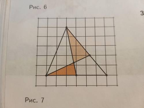 Сколько клеток составляет площадь каждого из закрашенных треугольников на рисунке 7?