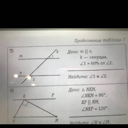 ОЛ m Дано: т || п, k секущая, 21 = 60% от 22. - N n Найдите: 21 и 22.