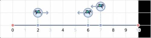 Через сколько секунд спрыгнут все пауки? Длина линейки 10 см, а начальные точки и направление движен