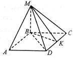 Основою піраміди MABCD, зображеної на рисунку, є квадрат, бічне ребро MB перпендикулярне до площини 
