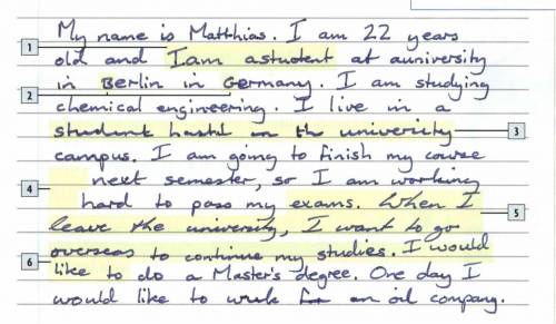 11.Look at the text about Matthias. It shows examples of six common mistakes in handwriting. Match t