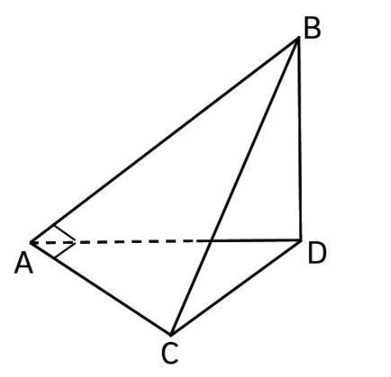 На рисунке BD ⊥ (ACD), AB ⊥ AC, CD = 6 см, AC = 2√6 см, прямая ВС наклонена к плоскости ACD под угло