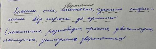 Зробити синтаксичний розбір речення: Бiжиш ти, стежечко, густим споришем від порога до криниці.