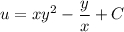 u=xy^2-\dfrac{y}{x}+C