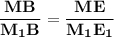 \bf \dfrac{MB}{M_1B} =\dfrac{ME}{M_1E_1}